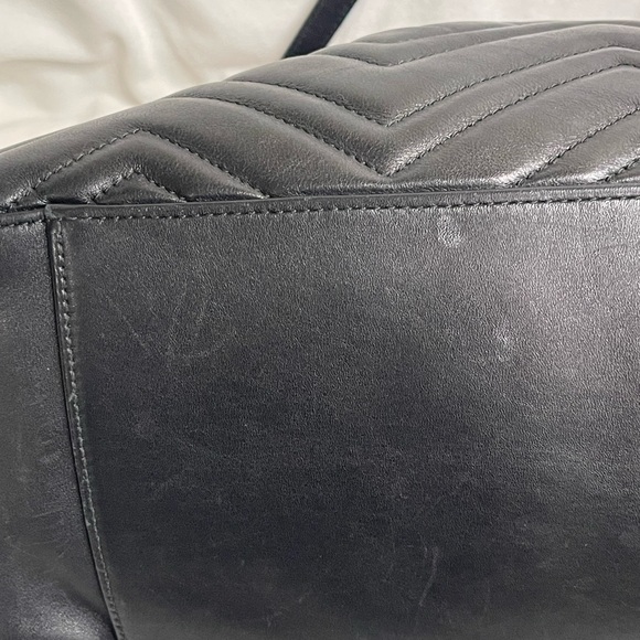 Gucci GG Marmont Shoulder Chain Calfskin Matelasse Quilted Black Handbag - Picture 7 of 16